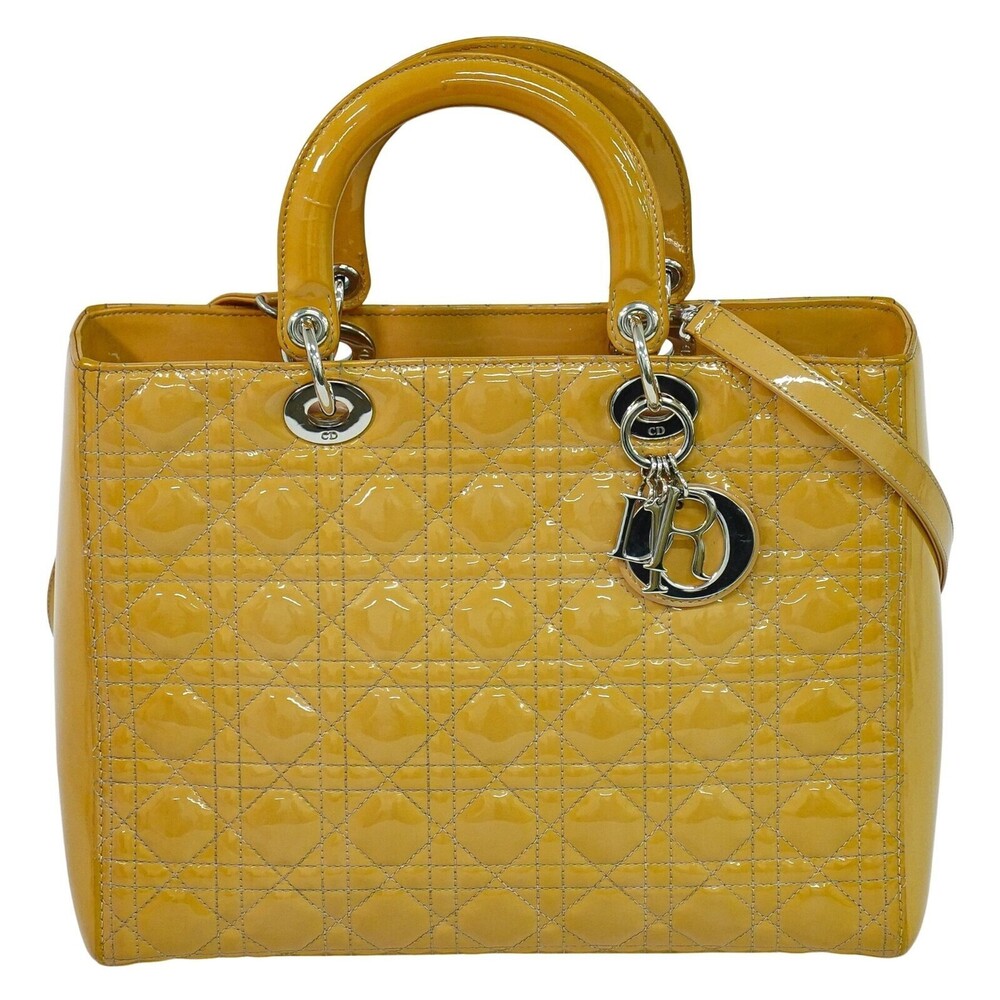 Christian Dior Vintage Lady Dior Cannage Quilt Patent Medium